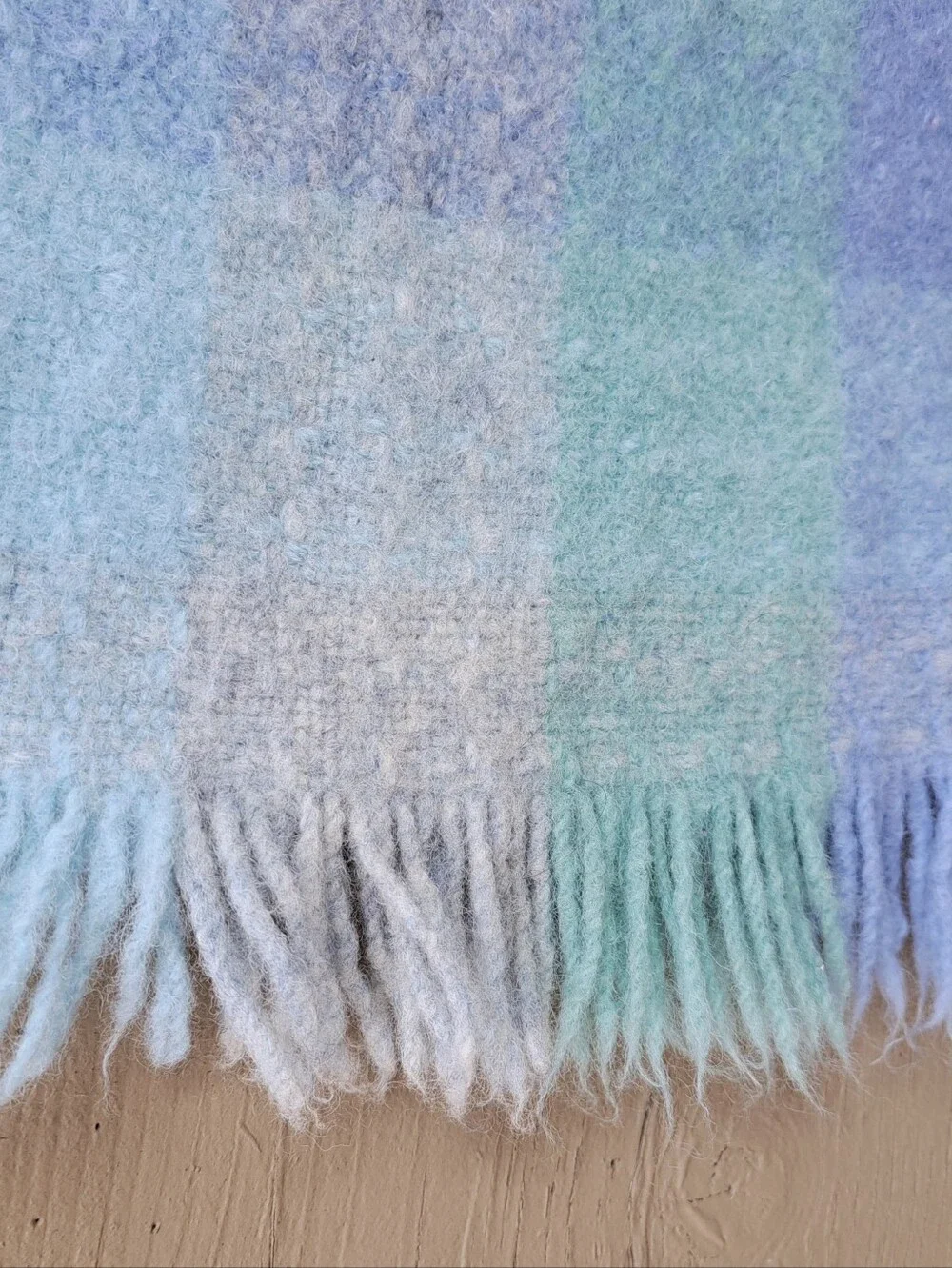 Vintage Pendleton Blue Plaid  Wool Throw Blanket
